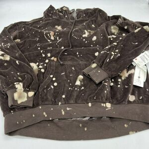 Treasure & Bond Brown Splatter Velvet Hoodie NWT Size 1X